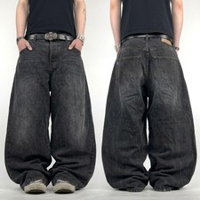 Vintage faded black grunge grey archive y2k baggy wide leg cyber jeans