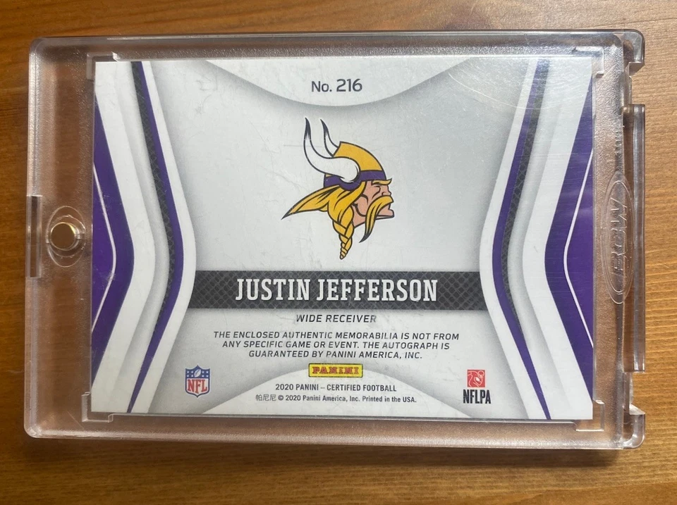 Justin Jefferson RPA /50 Freshman Fabric- 2020 Panini Certified - (RC Auto) #216 - Image 3 of 3