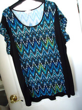 AVENUE WOMENS SIZE 26/28 BLOUSE DRESSY STYLE MULTICOLOR S/S USA MADE