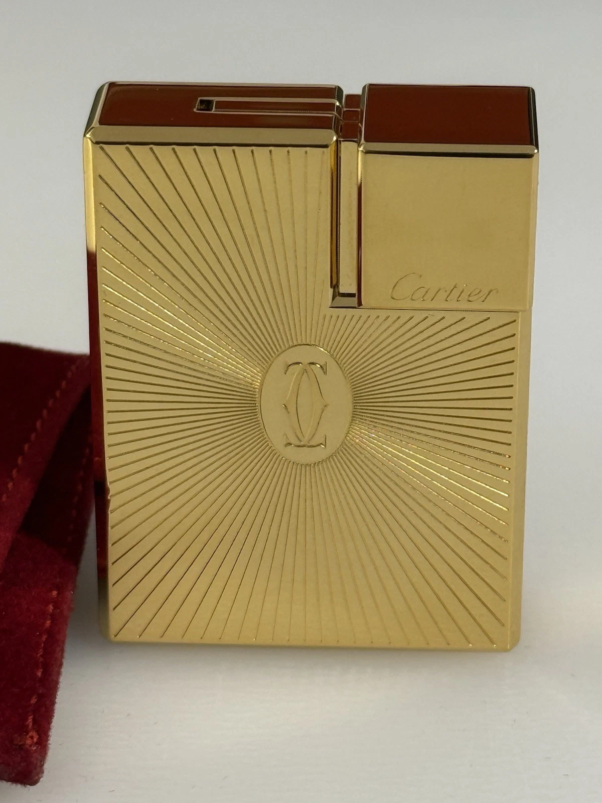 Cartier — Cartier Double C Sunray Square Gold-Plated Lighter Swiss Made