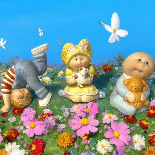 Vintage 80s Cabbage Patch Kids Figurines Ceramic Set of 3 See All Pics