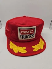 Vintage 80s GMC Truck Snapback Hat,  Red Cap w/ Patch NOS