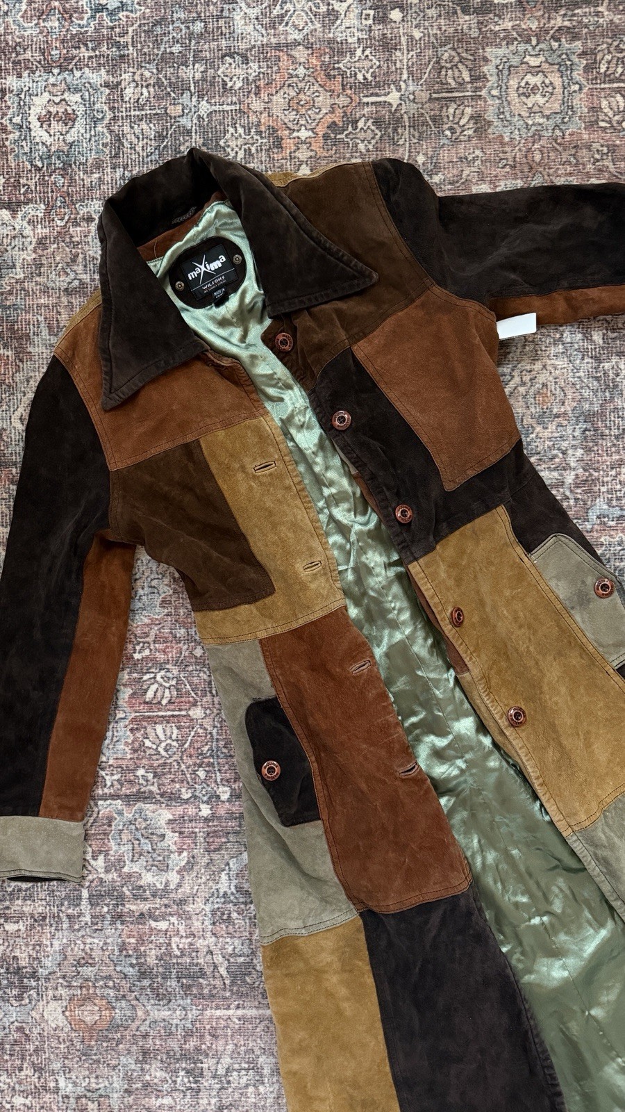 Wilson’s Leather Patchwork Coat Long Size Small - image 2