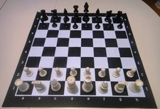 Black Tournament Chess SET 2 extra Queens Vinyl Board NEW