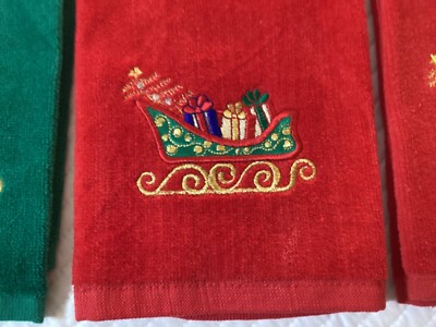 Better Home  Embroidered  Christmas Sleigh  Kitchen Towel Set   3-Piece   NEW