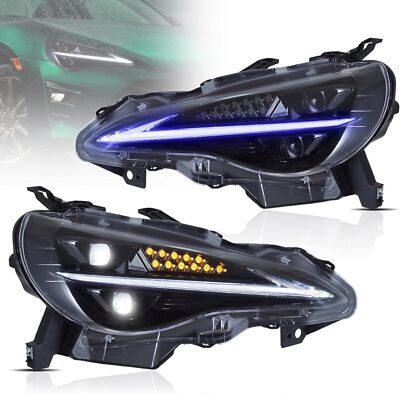 VLAND LED Projector Headlights For 2012-20 Toyota 86 Subaru BRZ w/Blue Strat-up 