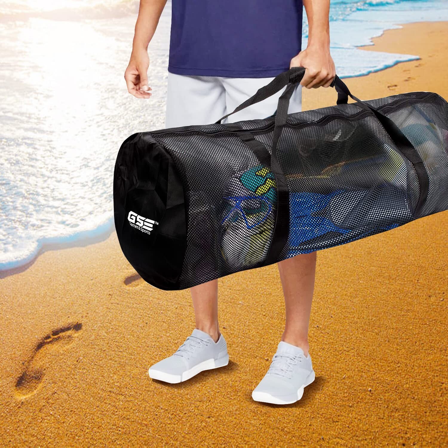 Mesh Sports Ball Bag for Kids & Adults. Mesh Sports Equipment Bag for