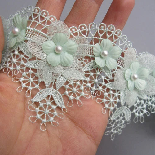 2 Yards Scallop Flower Beaded Embroidered Trim Lace Ribbon Sewing Wedding Dress - Picture 15 of 19