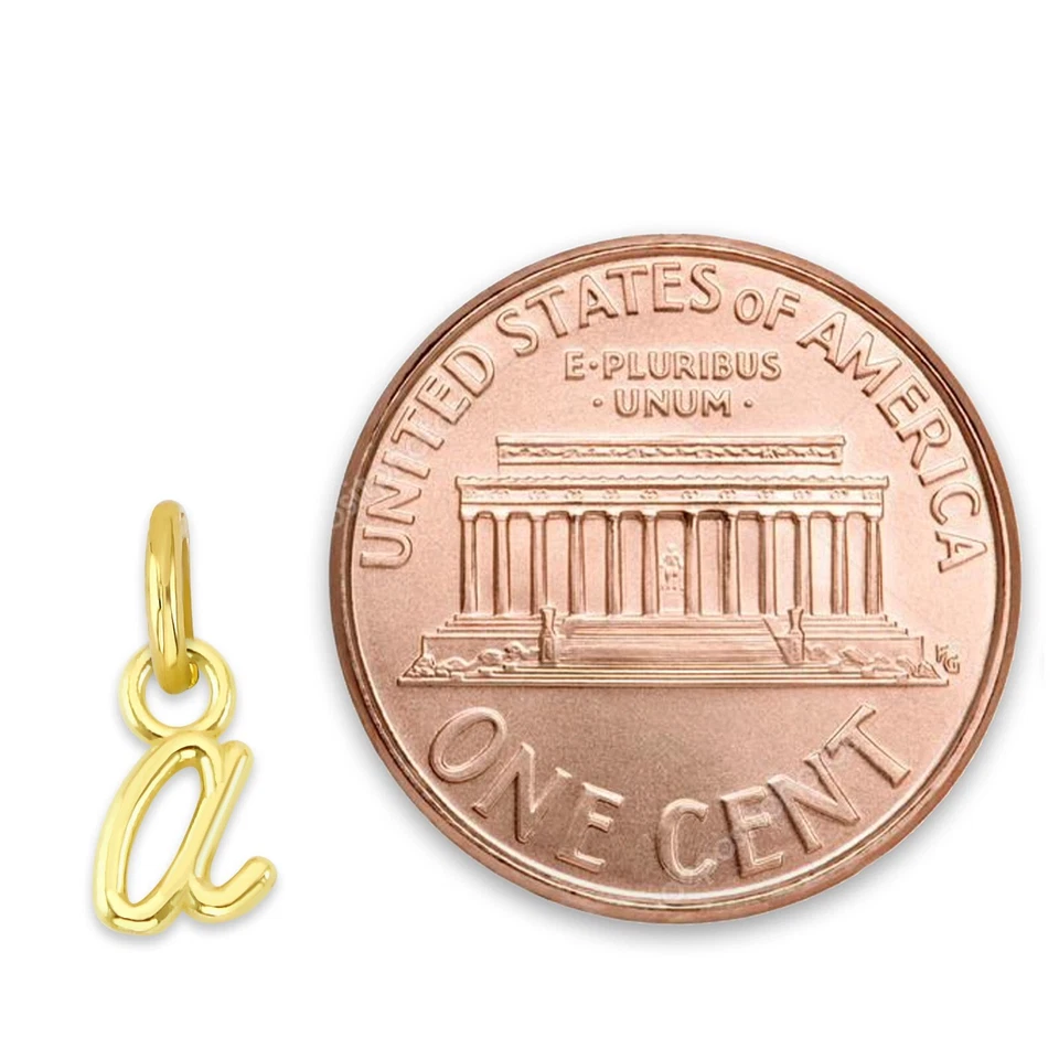 Solid Gold Lowercase Initial Charm in 10k or 14k, Tiny Letter Charm for Bracelet - Image 4 of 4