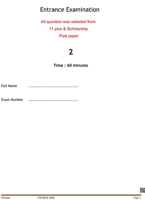 Paper-2 ELEVEN PLUS 11+ Maths Mock Exam Preparing for Selective/Grammar School