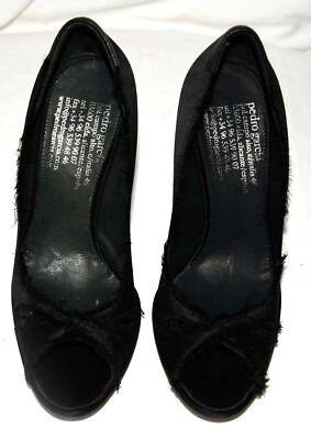 Vintage NEW PEDRO GARCIA BLACK satin Peeptoe Shoes Pumps  Pedro Garcia Dannie peep toe in light satin main image 0
