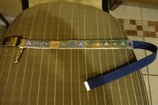Boys Cub Scout Blue Adjustable Belt with 13 Badges Brass Buckle