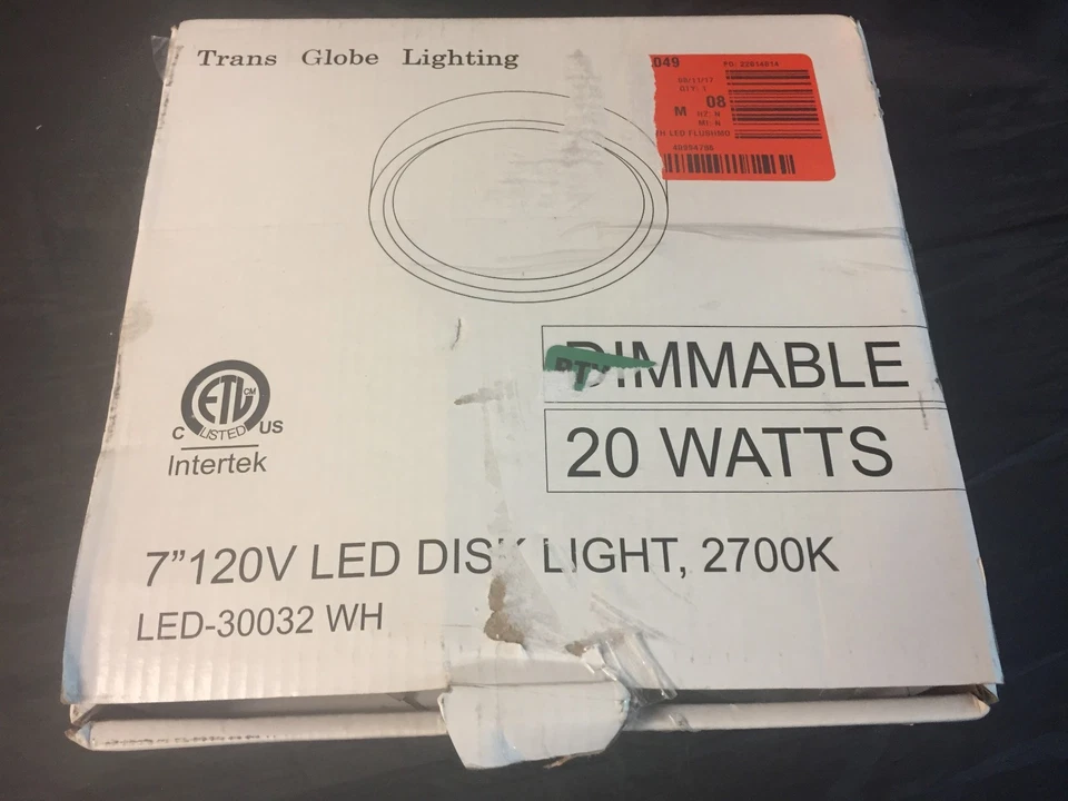 Trans Globe LED-30032-WH 8"W 1 Luz LED Montaje Al Ras en Blanco Nuevo en Caja ENVÍO GRATUITO Foto 2 de 4