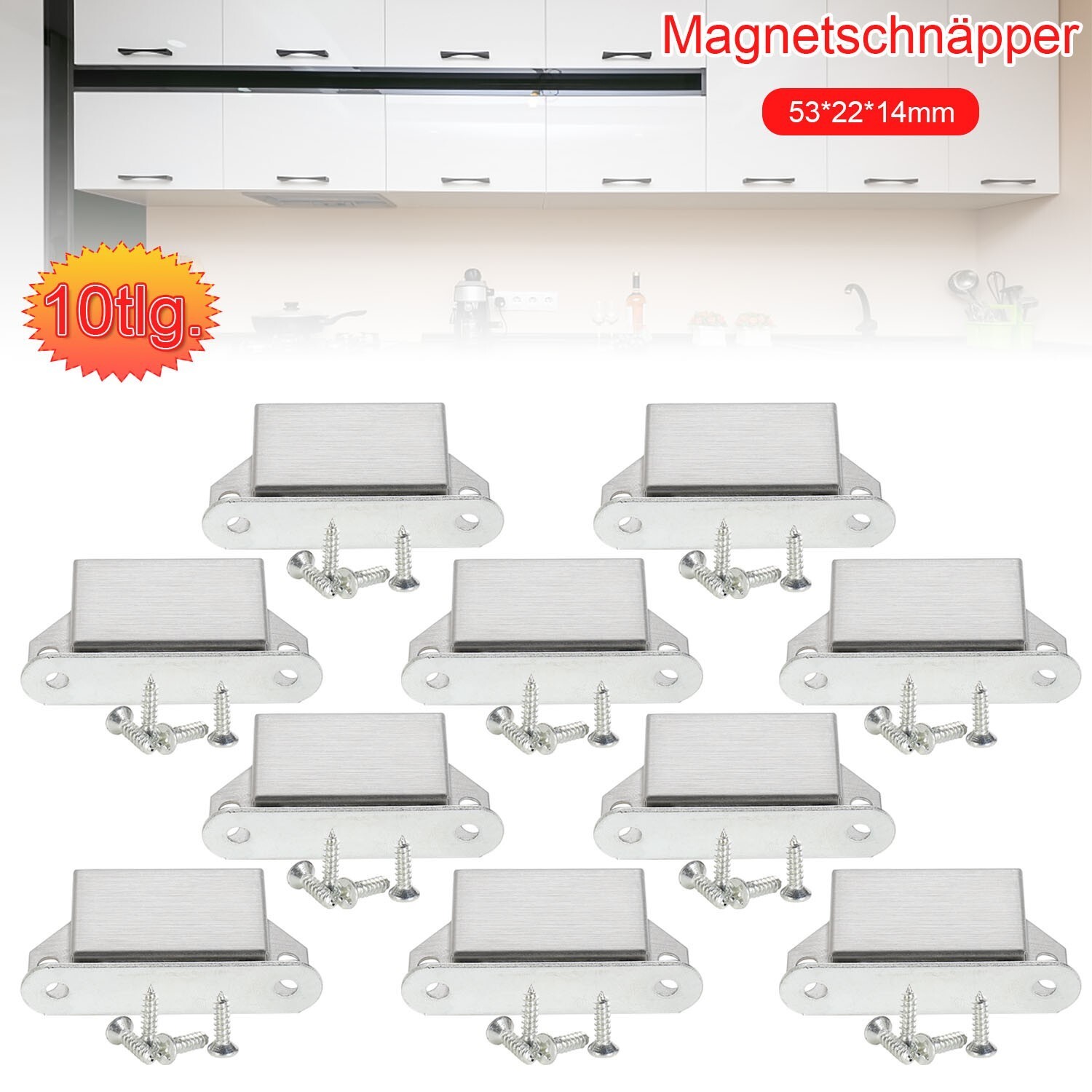Nuevo diseño paquete de 10 imanes magnéticos para puertas de gabinete plata cepillada