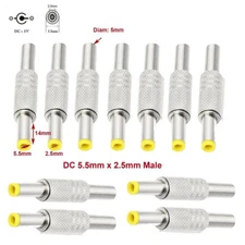 10pcs DC Power Jack 5.5mm x 2.5mm Male Plug Adapter Connector With Metal Handle