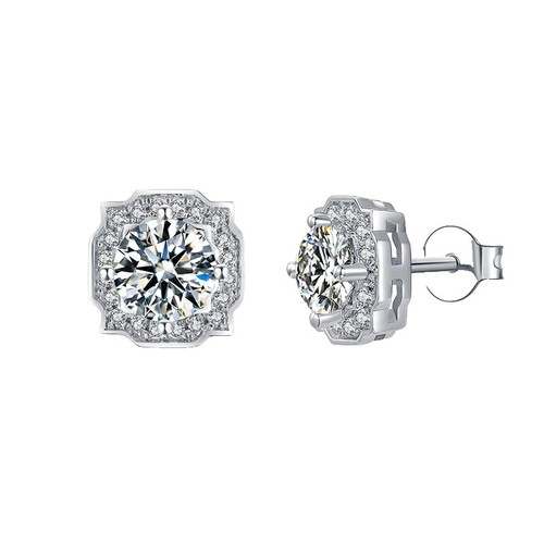 0.15 Carat Diamond Kite Shape Stud Earrings - 18K Gold Plated Sterling Silver, Blue White Yellow