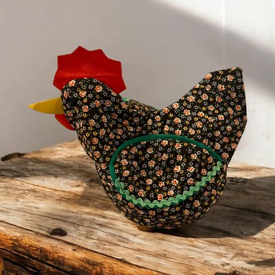 Handmade Rooster Bread Warmer Cover Cottage Core Brown Floral 