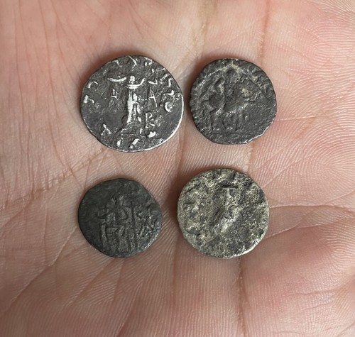 BAKTRIA, INDO GREEK KINGDOM LOT OF 4 COINS. AR DRACHMS - Picture 2 of 6
