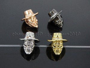 jennysun2010 Side Drilled Metal Skull Bracelet Necklace Earring Craft Connector Charm Beads Gold Tone 10pcs per Bag for Bracelet Necklace Earrings Jewelry Making Crafts Design