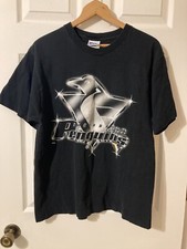Mens Vtg Pro Player USA MADE Single-Stitch NHL Pittsburgh Penguins T-Shirt Sz L