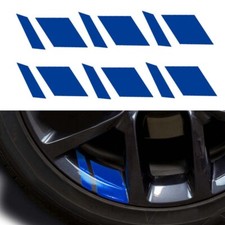 6x Blue Reflective Car Wheel Rim Vinyl Decal Stripes Trim Stickers For 16"-21"