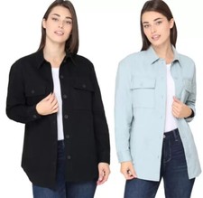 Womens Ladies Shacket Shirt Jacket Twill Button Up 100% Cotton BC Clothing Co