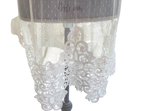 Women's Sheer Mesh Top Cover Up Size XL white Crochet Appliqués unbranded - Picture 4 of 15