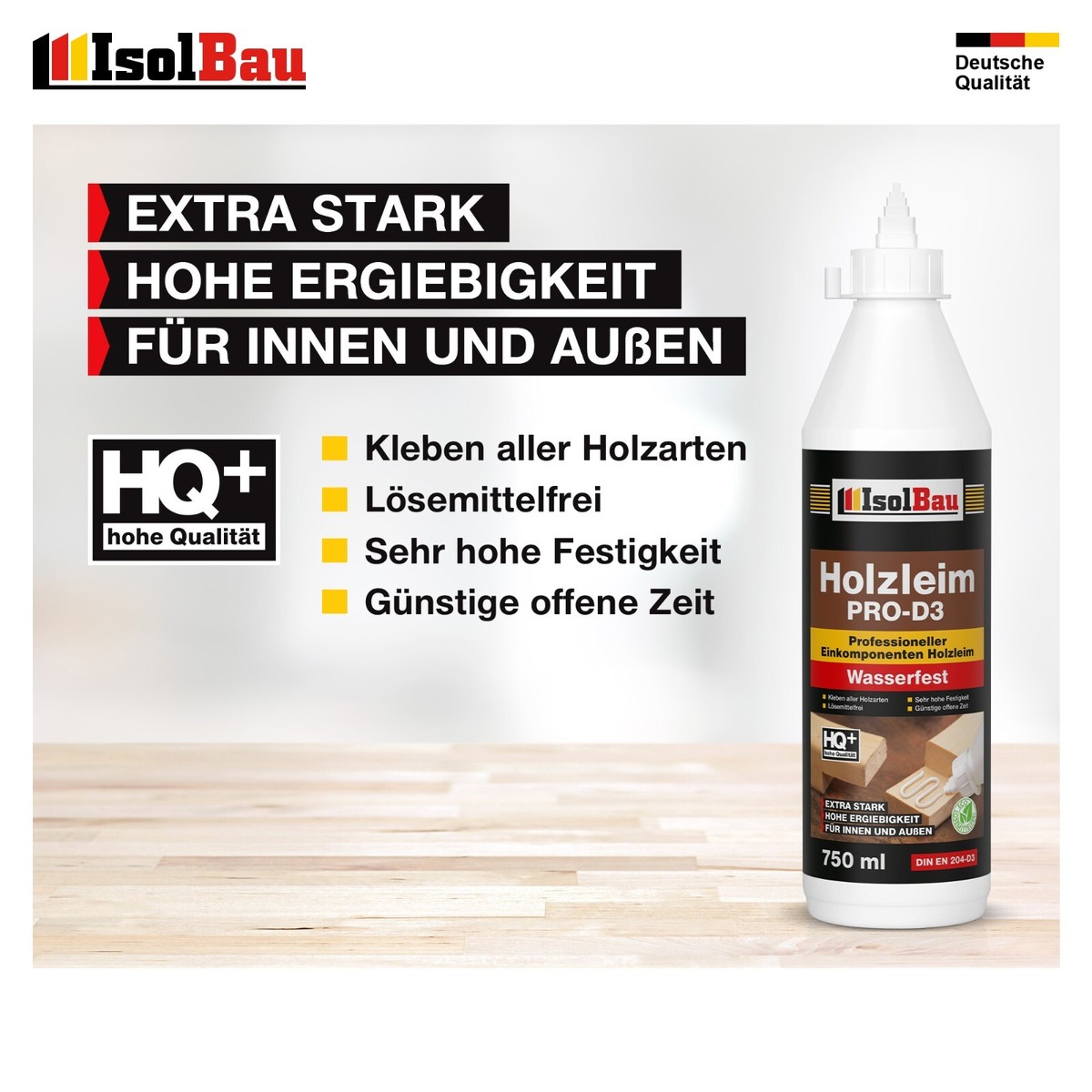 Isolbau D3 Holzleim – 24 X 750 Ml Wasserfester Weißleim – Starker D3 Holzkleber Made In Germany
