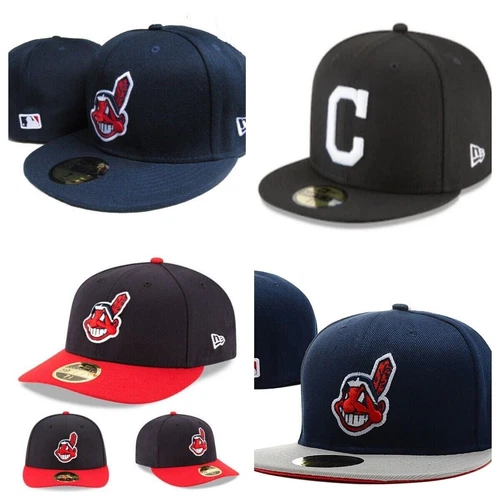 2025 Cleveland Indians Caps Full Closed Flat Fitted Men's Baseball Hats - Picture 2 of 24