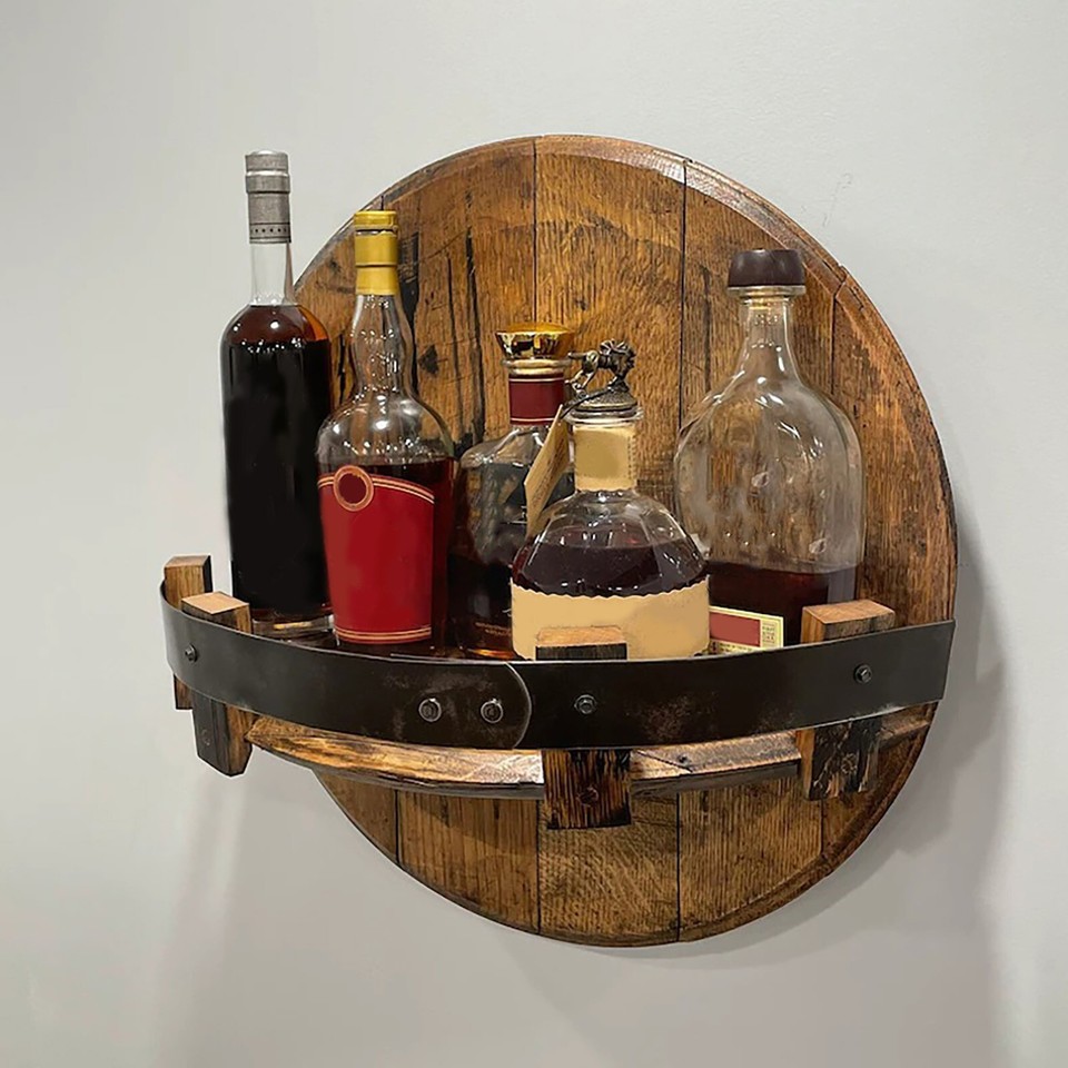 Handcrafted Liquor Bottle Display Rack,Vintage Round Wine Whiskey