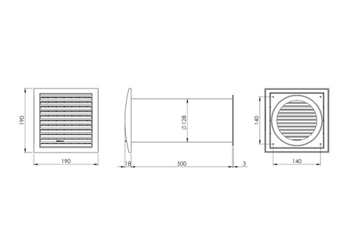 Set Ventilazione a Parete Ø 125mm / 5 Pollici - Kit Ventilazione Asciugatrice - Passivo - Foto 3 di 7