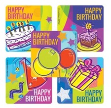 20 Happy Birthday Stickers Party Favors Teacher Supply goody bag seal envelope
