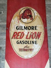 Rare Vintage Original GILMORE RED LION Gas Pump Skin SIGN -- maybe only one !!