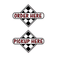 Food Truck Decals Order Here Pick up Here Style B Business Concession Sign White