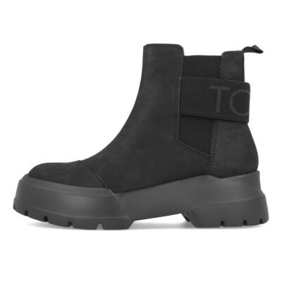 Toms Womens Alpargata Combat Chelsea Boots Damen Black Leather Stiefel Schwarz