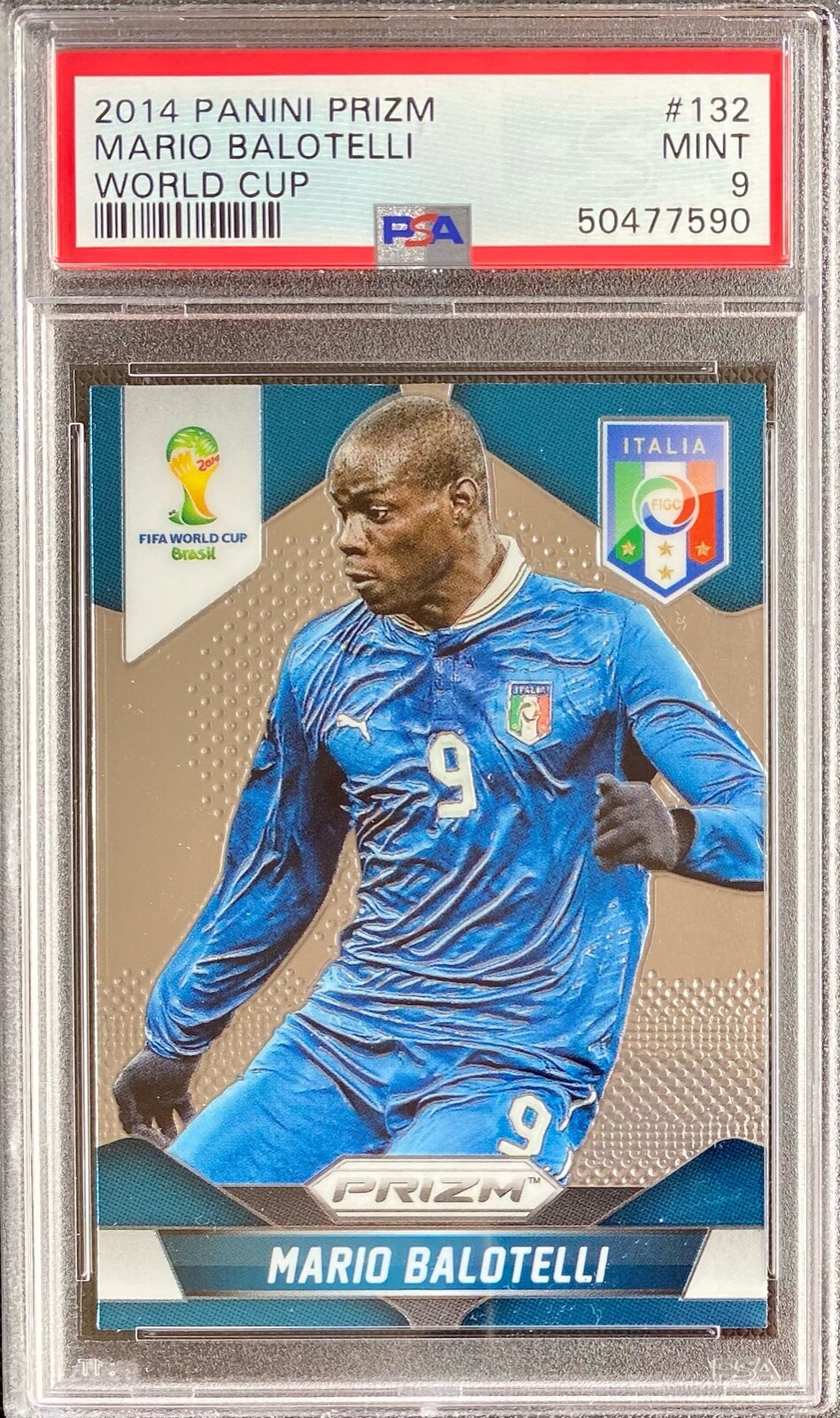 2014 Panini Prizm World Cup Mario Balotelli PSA 9 Mint Italy Low Pop