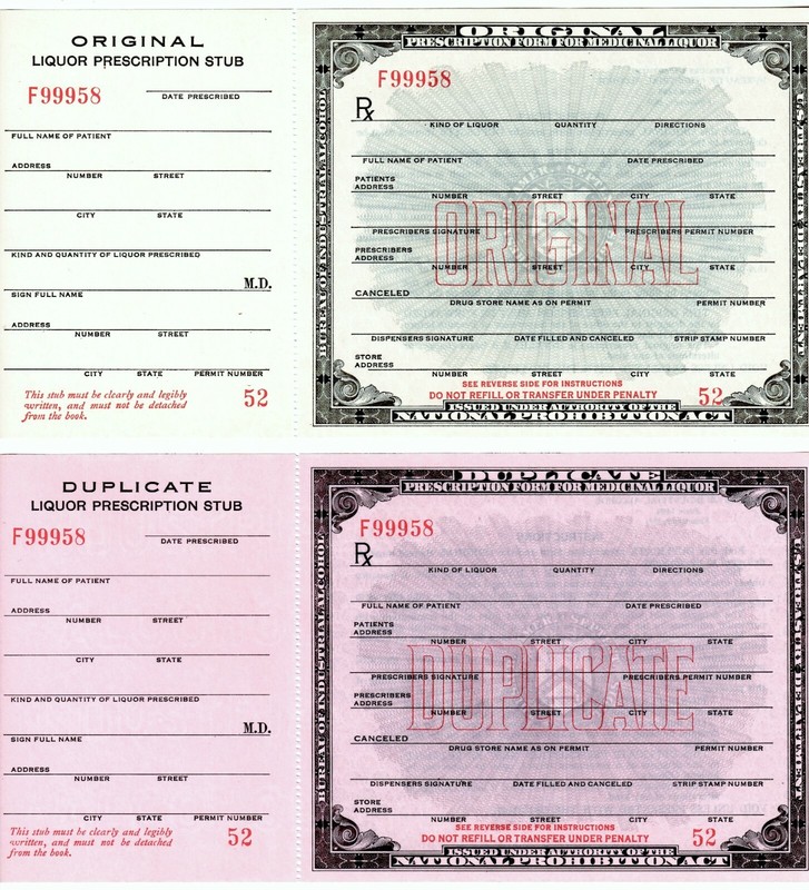 2 Antique Prohibition Prescriptions Whiskey Doctor Pharmacist Nurse EMT Gift Bar