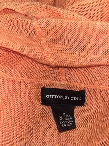 Sutton Studio Orange Open Front Cardigan Linen And Cotton Blend Size M - Picture 6 of 6