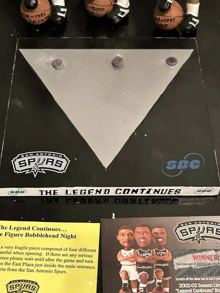 Gervin, Robinson, Duncan Bobblehead San Antonio Spurs The Legend Continues w Box - Image 4 of 4