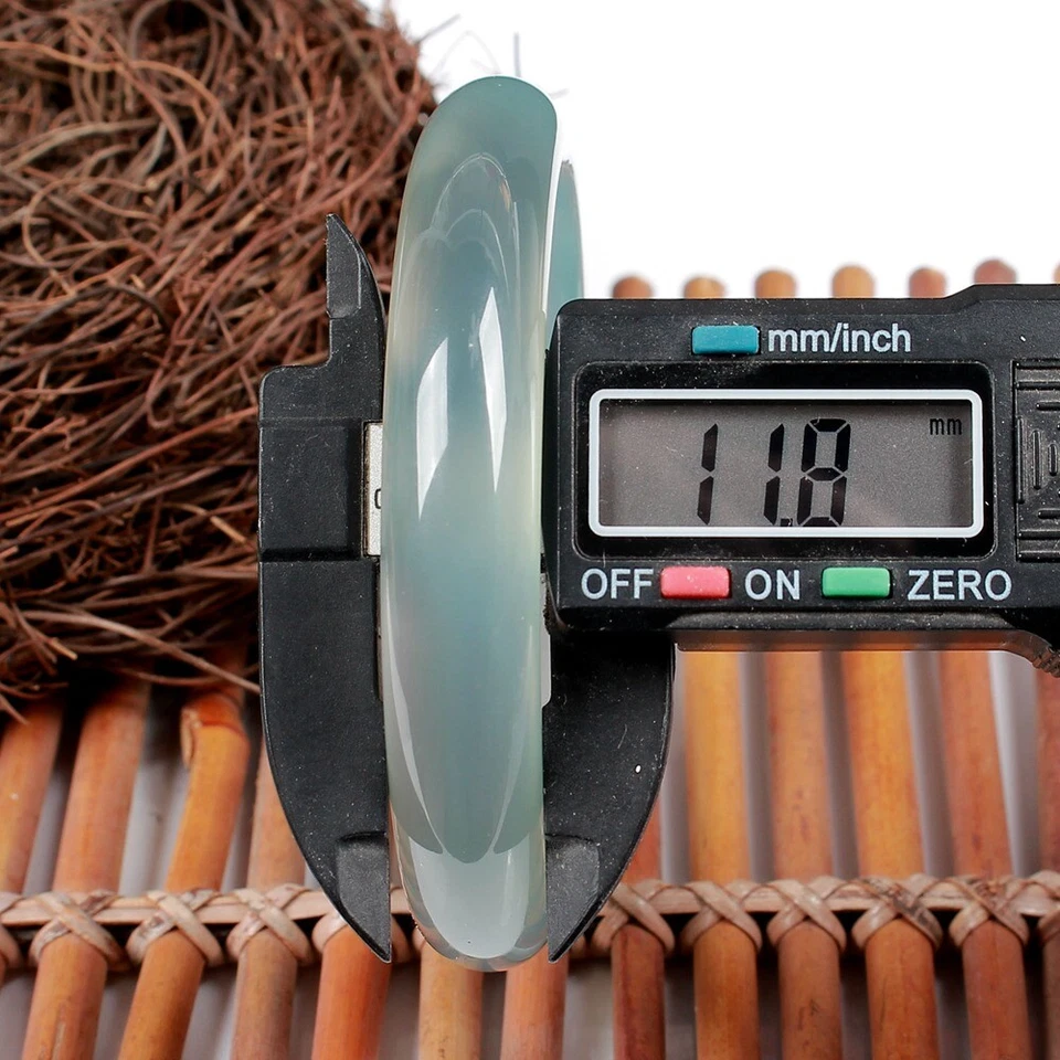 Brazalete Brazalete Cian Aceite Hielo Calcedonia Ágata Natural Certificado 60MM AAA Foto 3 de 4