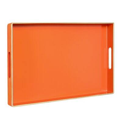 Orange Serving Tray with Handles Modern Decorative Tray for Coffee Table Plas...
