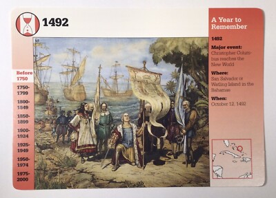 1492 CHRISTOPHER COLUMBUS DISCOVERS AMERICA 1995 GROLIER STORY OF AMERICA CARD