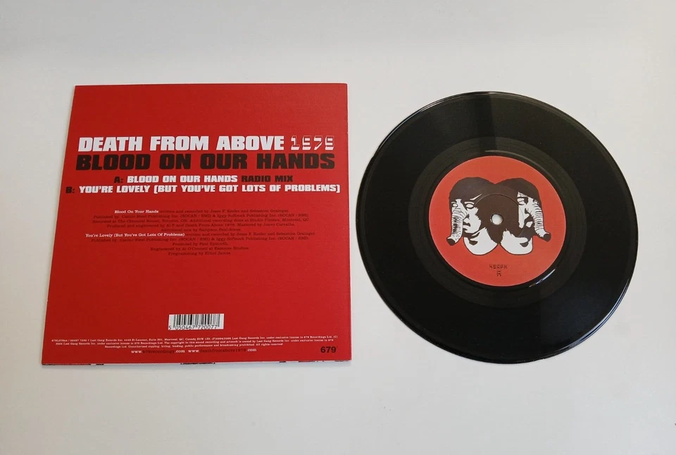 DEATH FROM ABOVE 1979 BLOOD ON OUR HANDS VINYL 7" SINGLE 679 UK 2005 NEAR MINT - Image 2 of 2