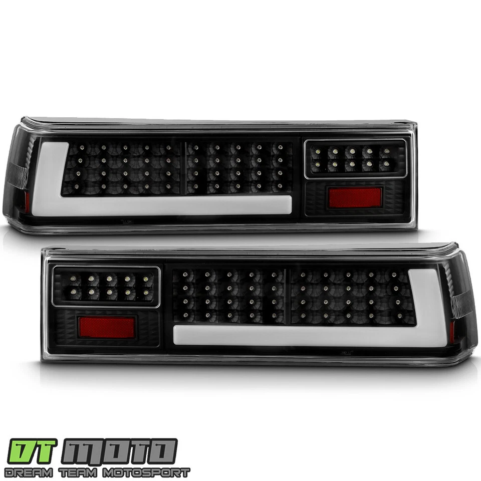 For 1987-1993 Ford Mustang Black Full LED Tail Lights w/ LED Tube Set Left+Right — 第 3/4 张图片