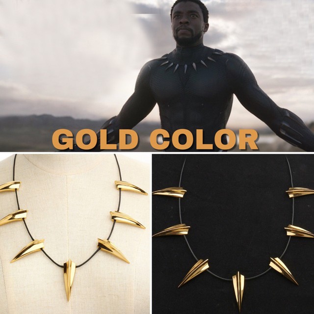US! Black Panther GOLD Metal Necklace Wakanda King T'Challa Cosplay CostumeJewel