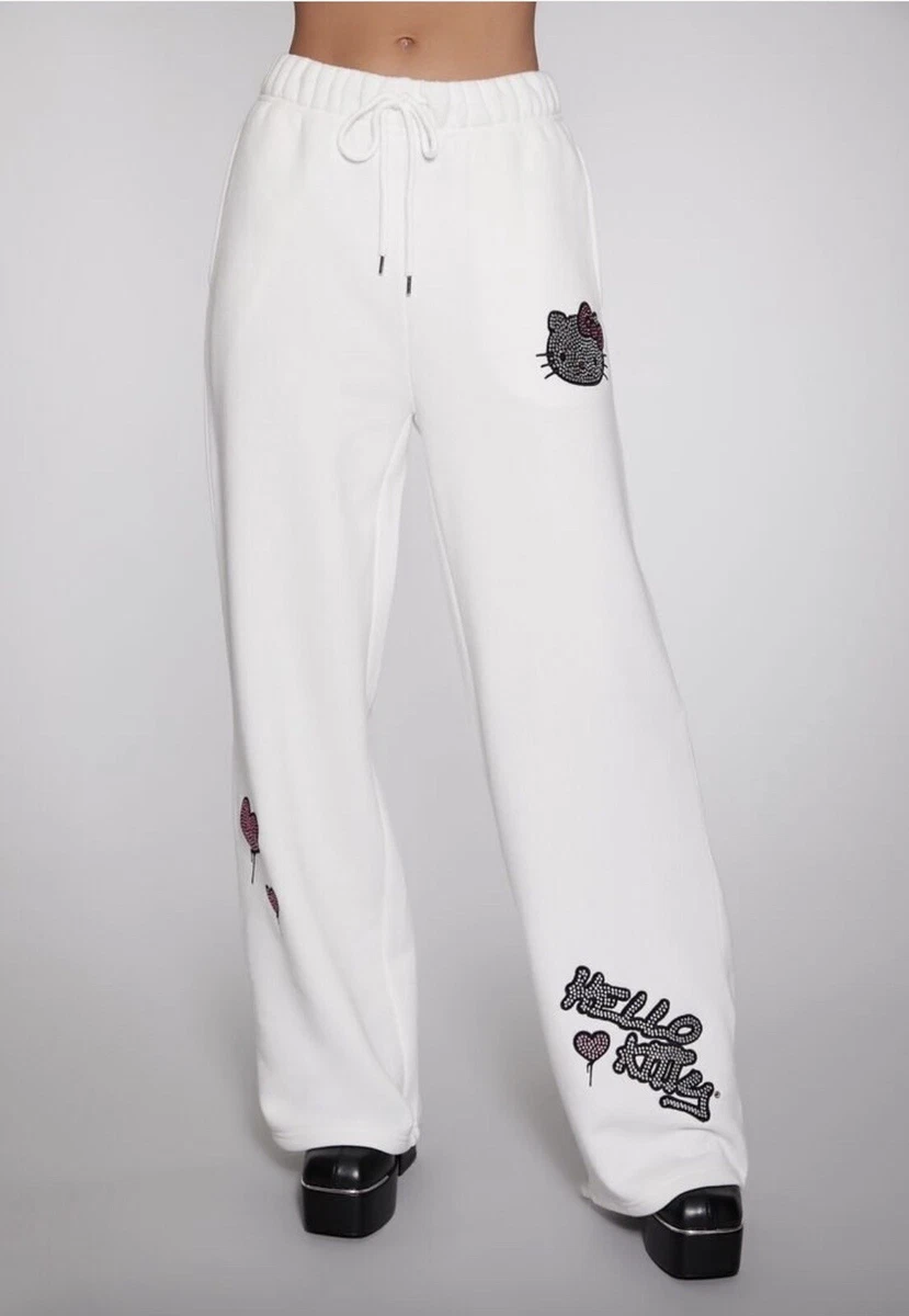 Forever 21 Hello Kitty Rhinestone White Graphic Sweatpant Jogger