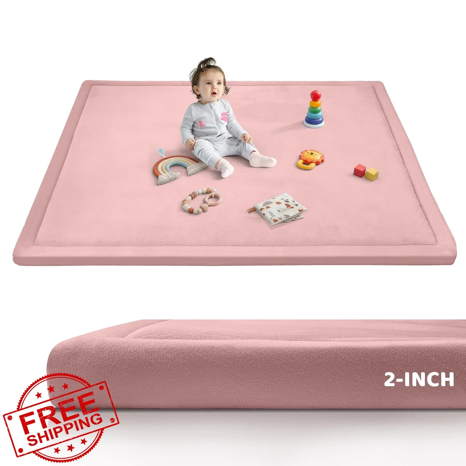 KKS KAKINNSYUU Baby Play Mat Pink 59"x39"x2"