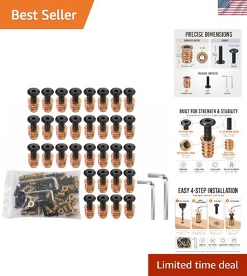 Versatile 1/4-20 Threaded Inserts & Bolts - Essential for DIY Furniture Assembly