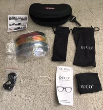 DUCO Mens Sports Polarized Sunglass Lenses (4) Case, Accessories (No Sunglasses)