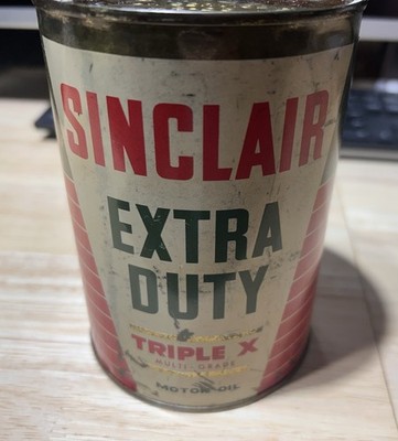 Vintage Sinclair Extra Duty Triple X Multi-Grade SAE 10W-30 Motor Oil Can, Empty